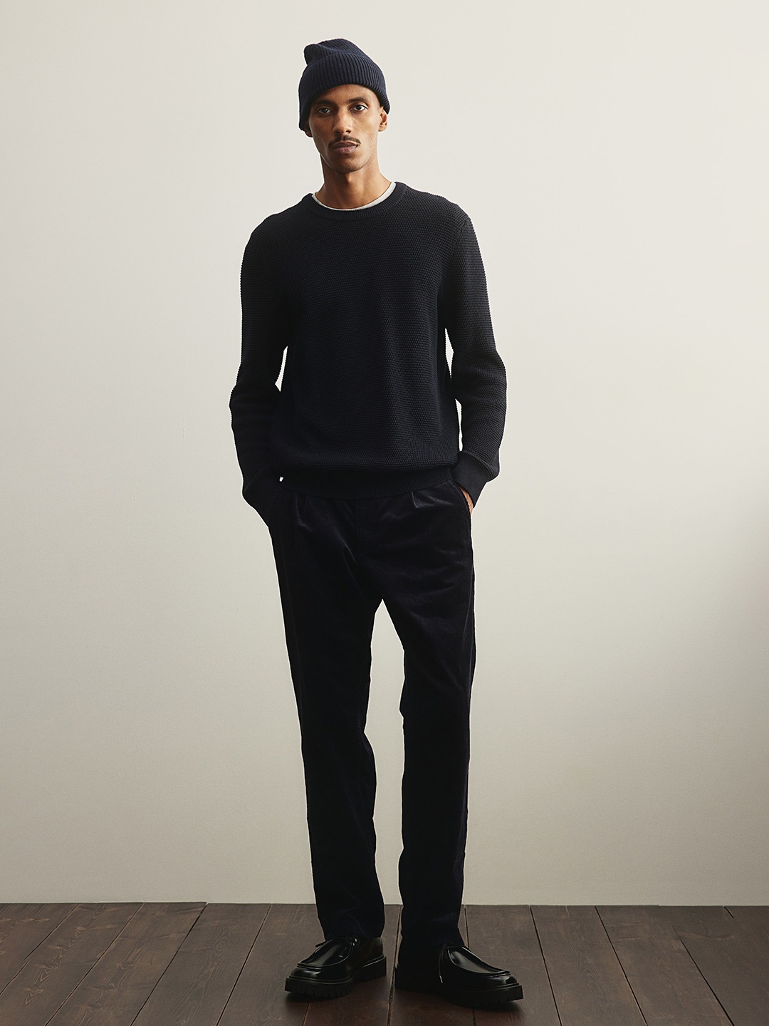 

H&M Waffled Jumper, Navy blue