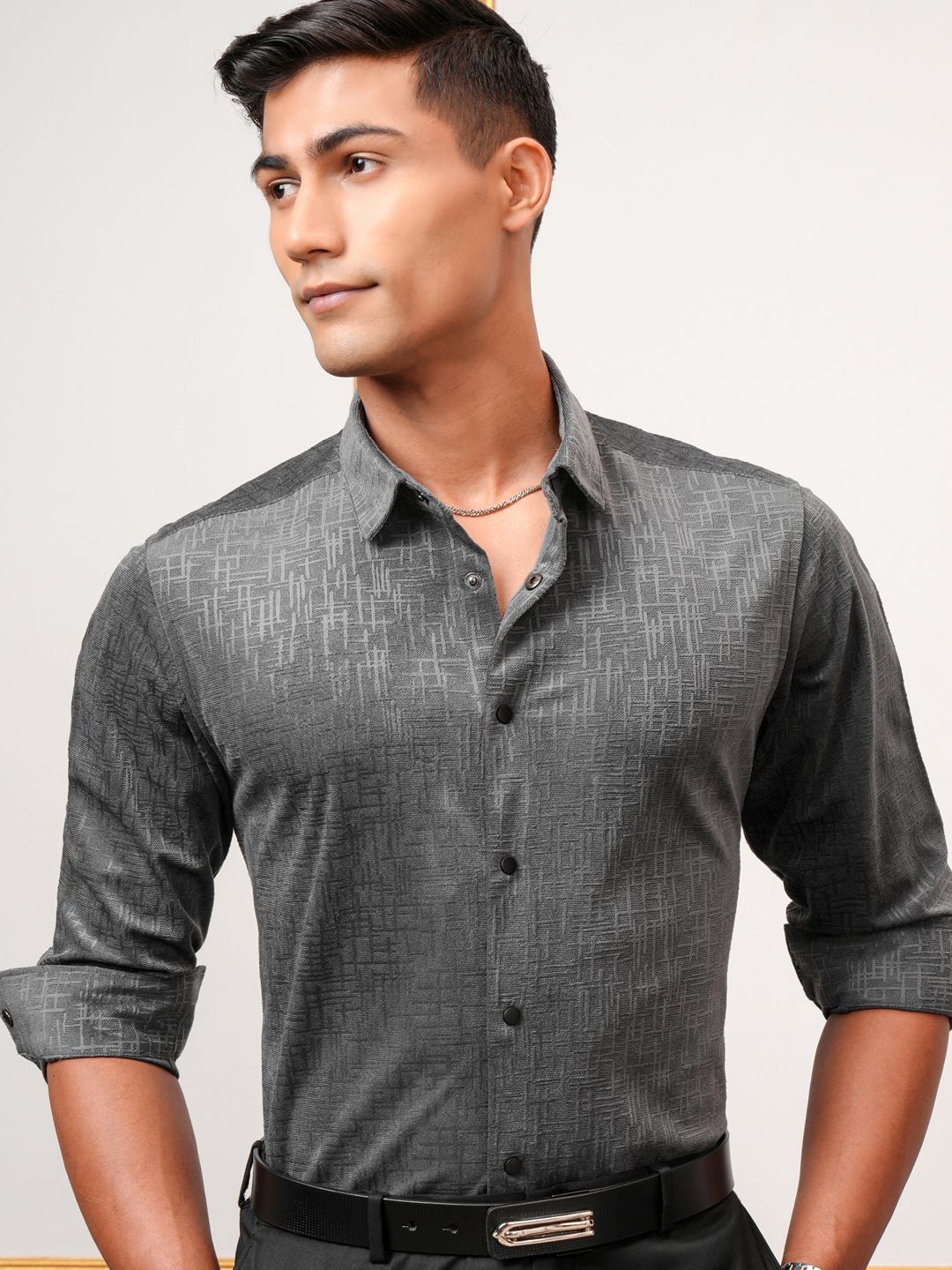 

HIGHLANDER Men Slim Fit Opaque Casual Shirt, Grey