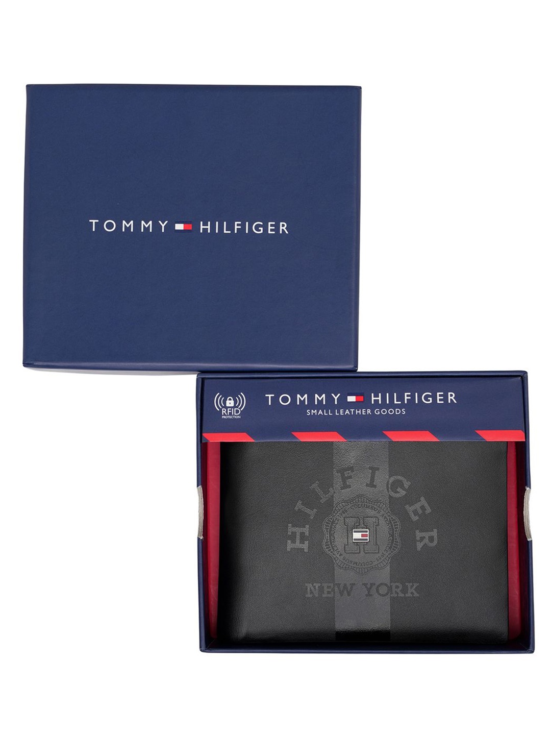 

Tommy Hilfiger Men Printed Leather Two Fold Wallet, Black
