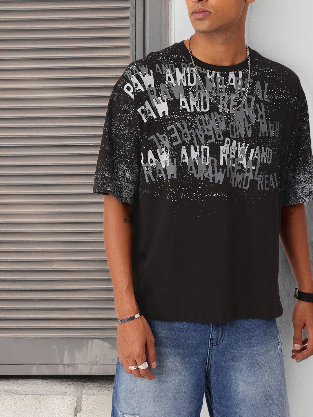 

Kook N Keech Grunge Style Printed Relaxed Fit T-shirt, Black