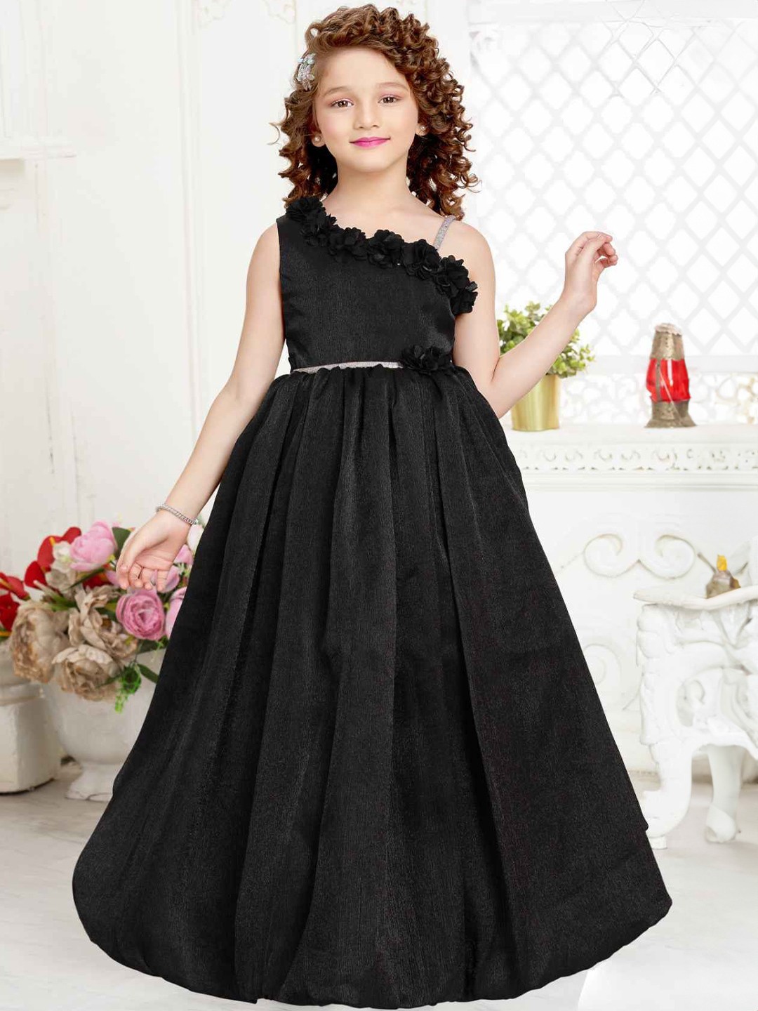 

Lagorii Girls Embellished Fit & Flare Maxi Dress, Black