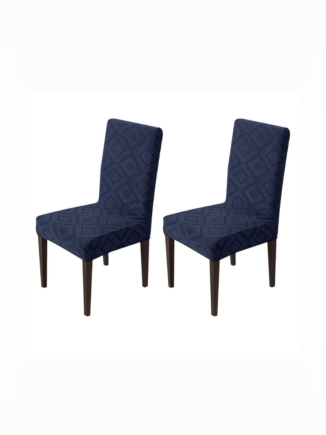 

HOUSE OF QUIRK Set Of 2 Navy Blue Jacquard Chair Covers