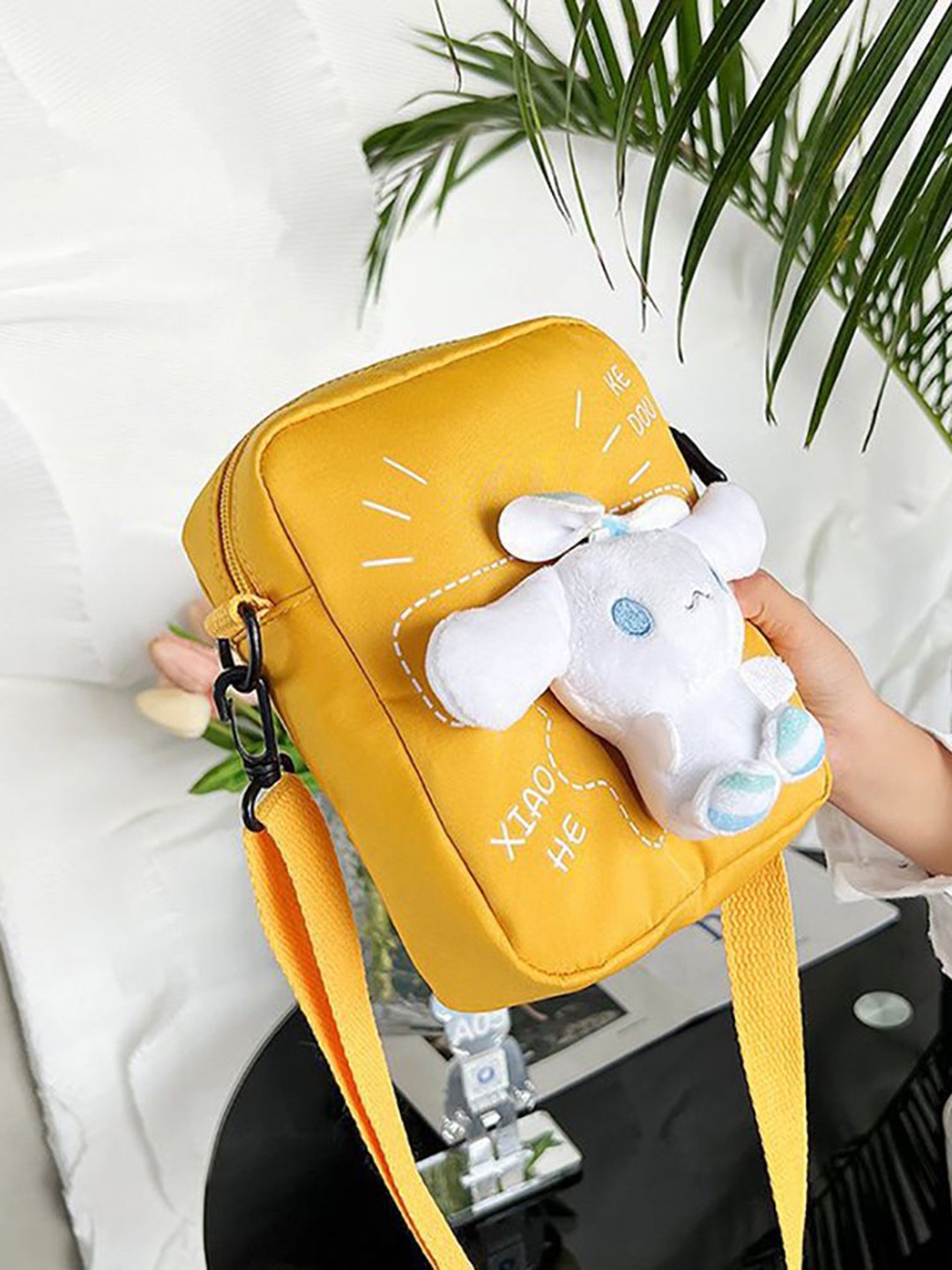 

StyleCast x Revolte Printed Structured Shoulder Bag with Applique, Yellow