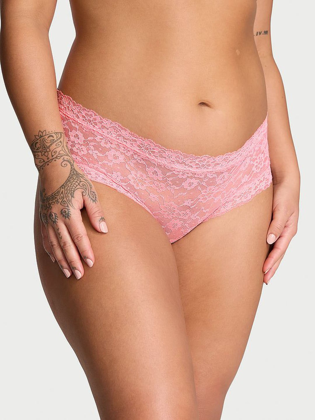 

Victoria's Secret Women Lace Self design Hipster Brief, Pink