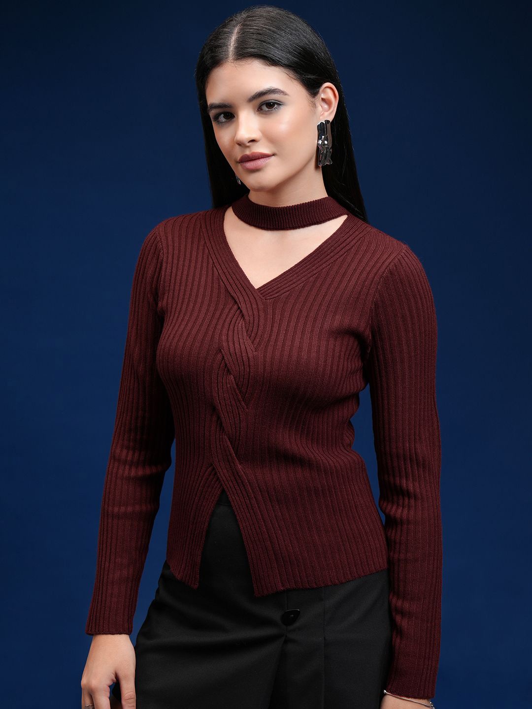 

Tokyo Talkies Women Pullover Sweater, Red
