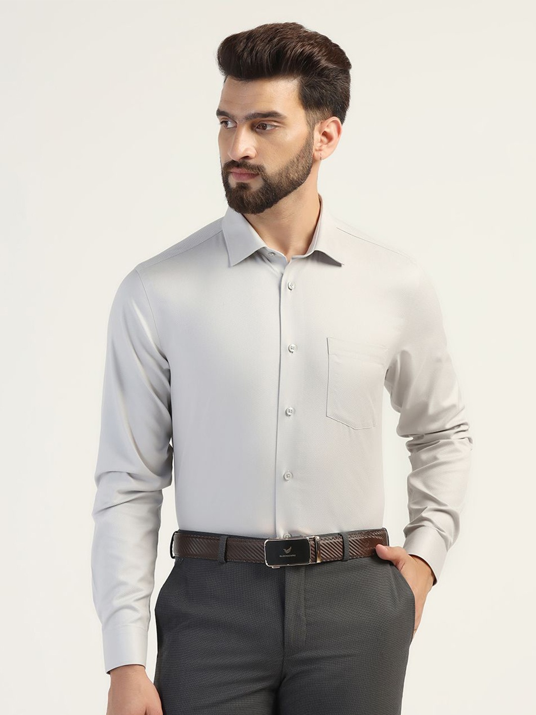 

Blackberrys Men Slim Fit Opaque Casual Shirt, Grey