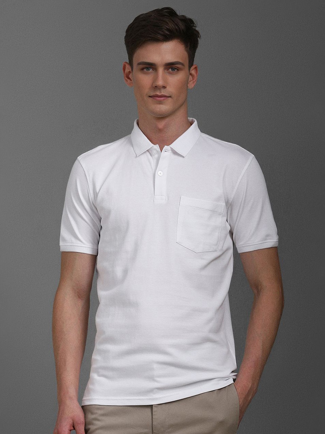 

Louis Philippe Sport Men Polo Collar Pockets Slim Fit T-shirt, White