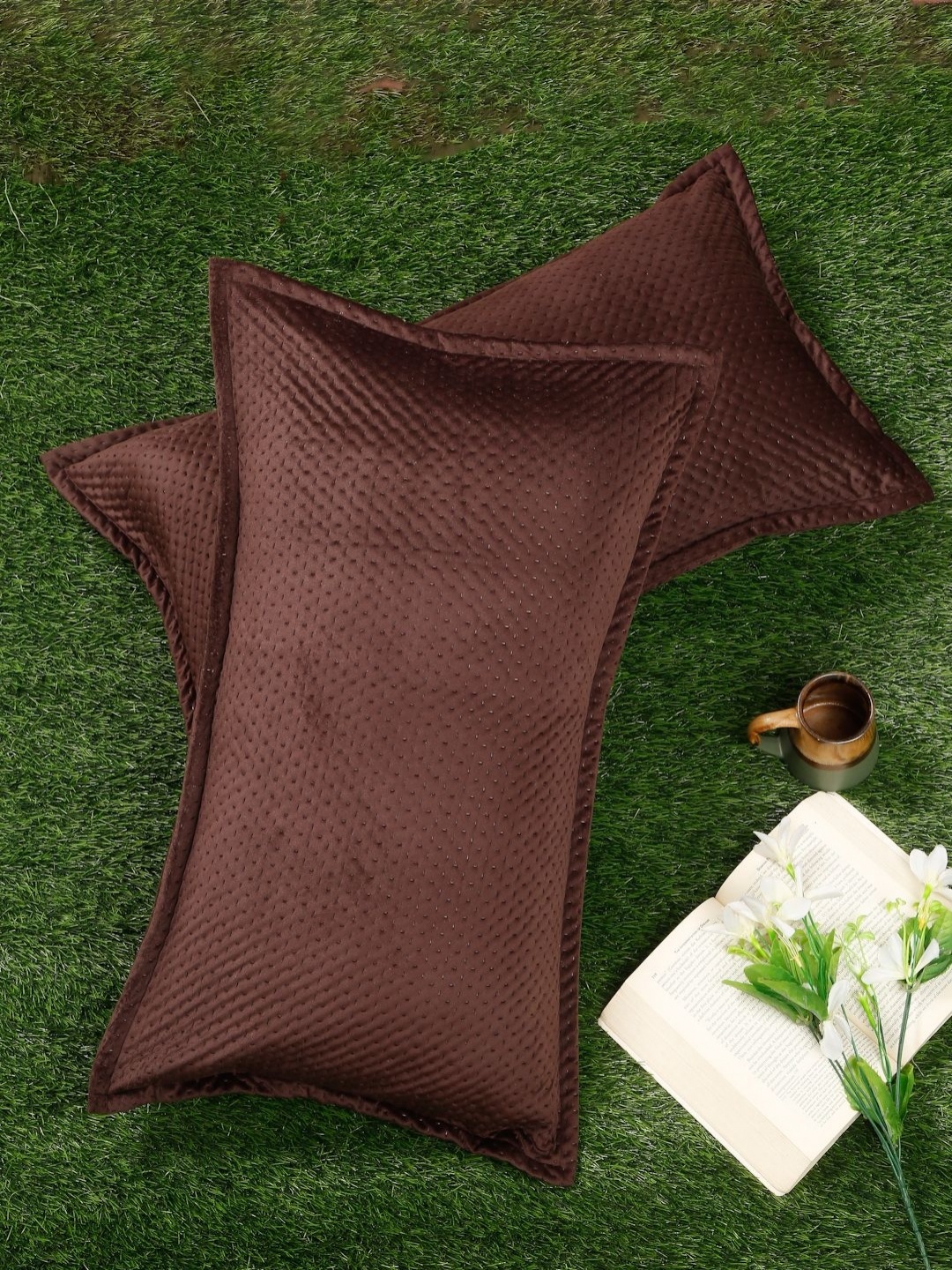 

SOKNACK Brown 2 Pieces Abstract Pure Cotton Rectangle Pillow Covers