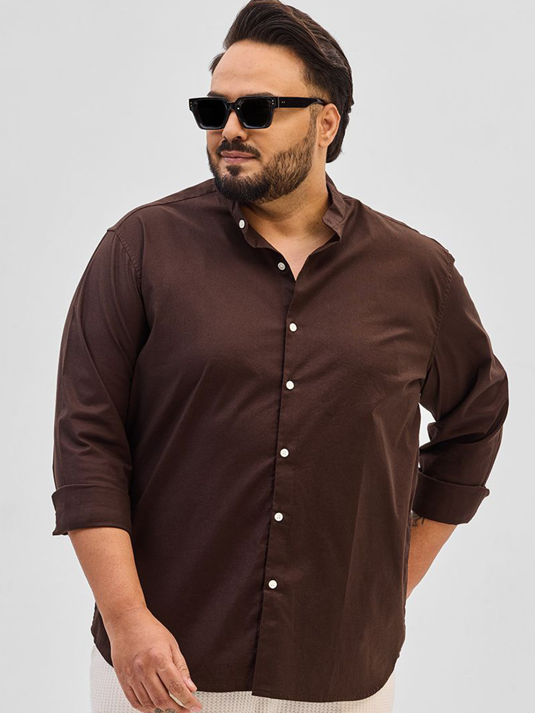 

Snitch Men Classic Opaque Casual Shirt, Brown