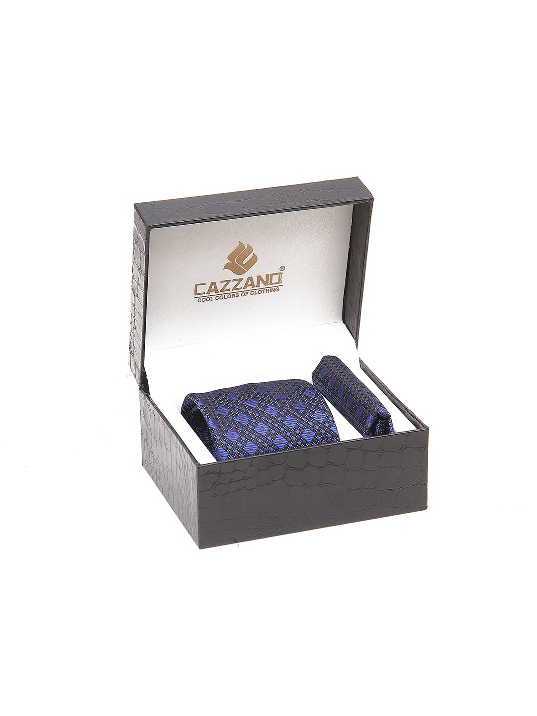 

Cazzano Men Accessory Gift Set of Neck Tie & Pocket Square, Blue