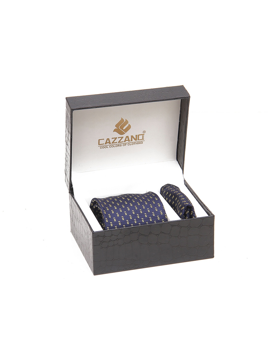 

Cazzano Men Accessory Gift Set Tie and Pocket Square Comes with a box, Blue