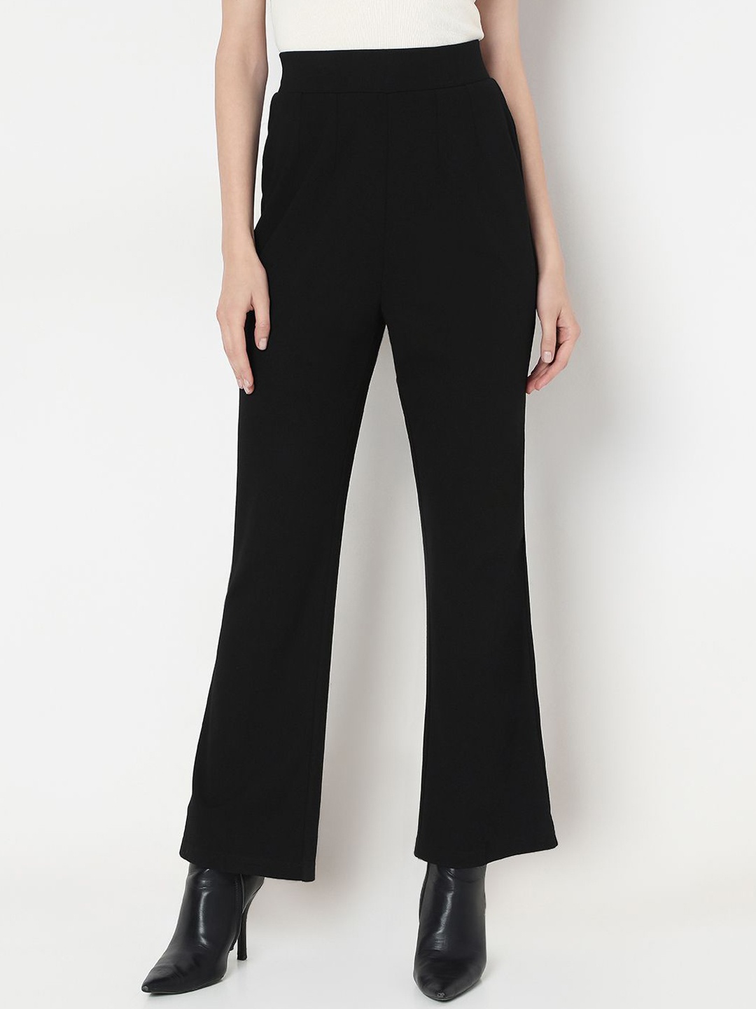 

Vero Moda Women Flared High-Rise Formal Trousers, Black