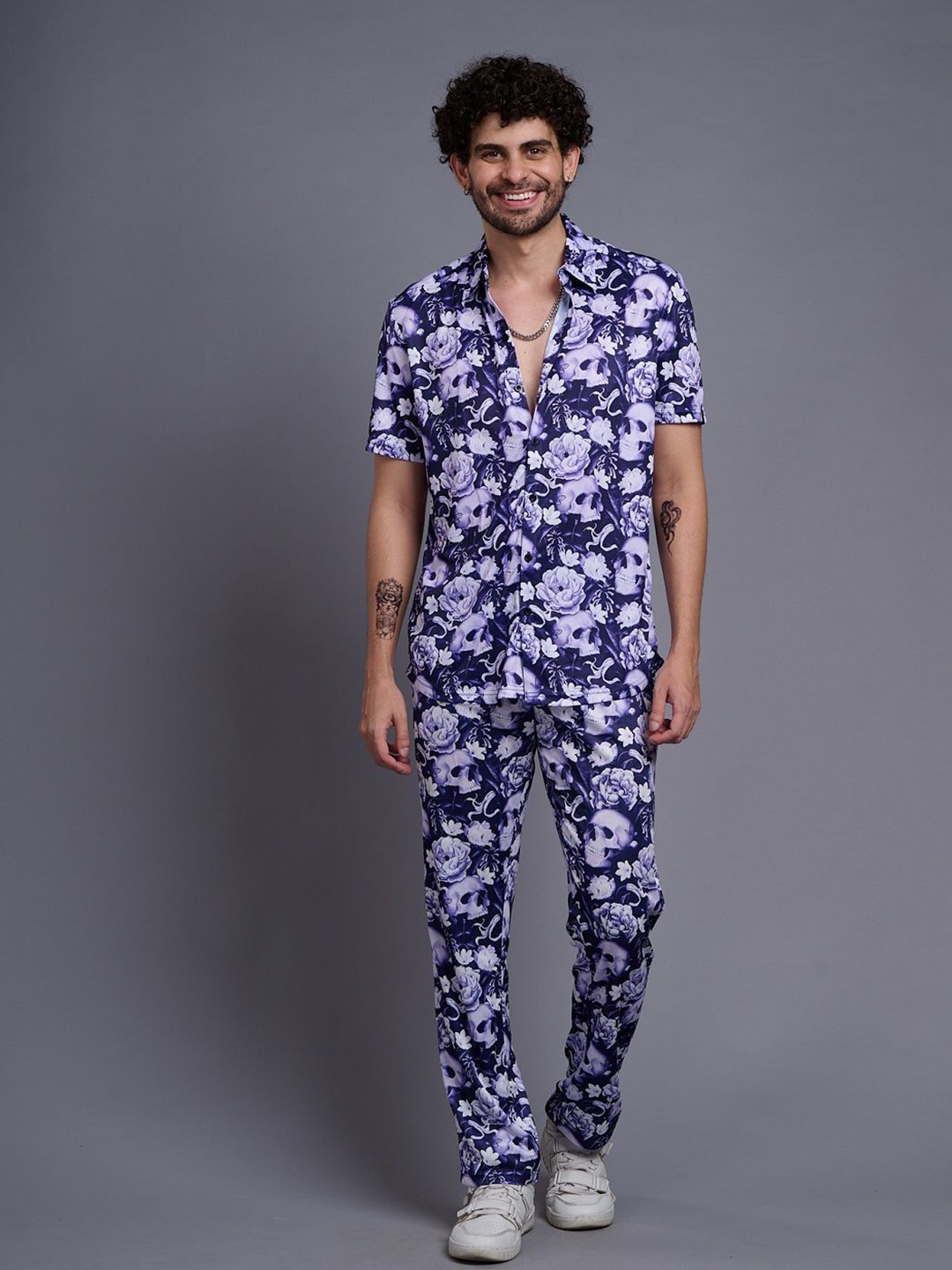 

GO DEVIL Conversational Printed Shirt With Trousers, Purple