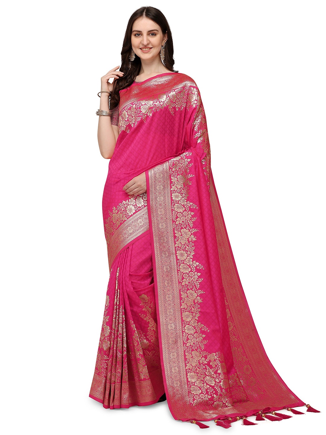 

Mehrang Woven Design Zari Banarasi Saree, Pink