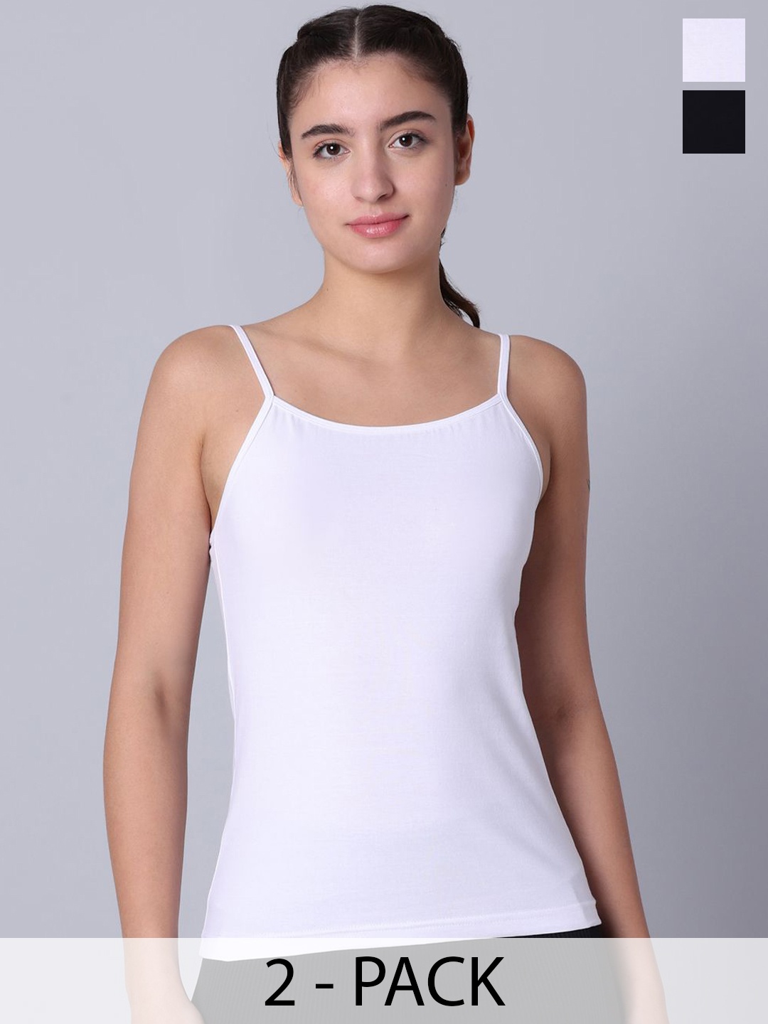 

Sillysally Women Pack Of 2 Non-Padded Camisoles, White