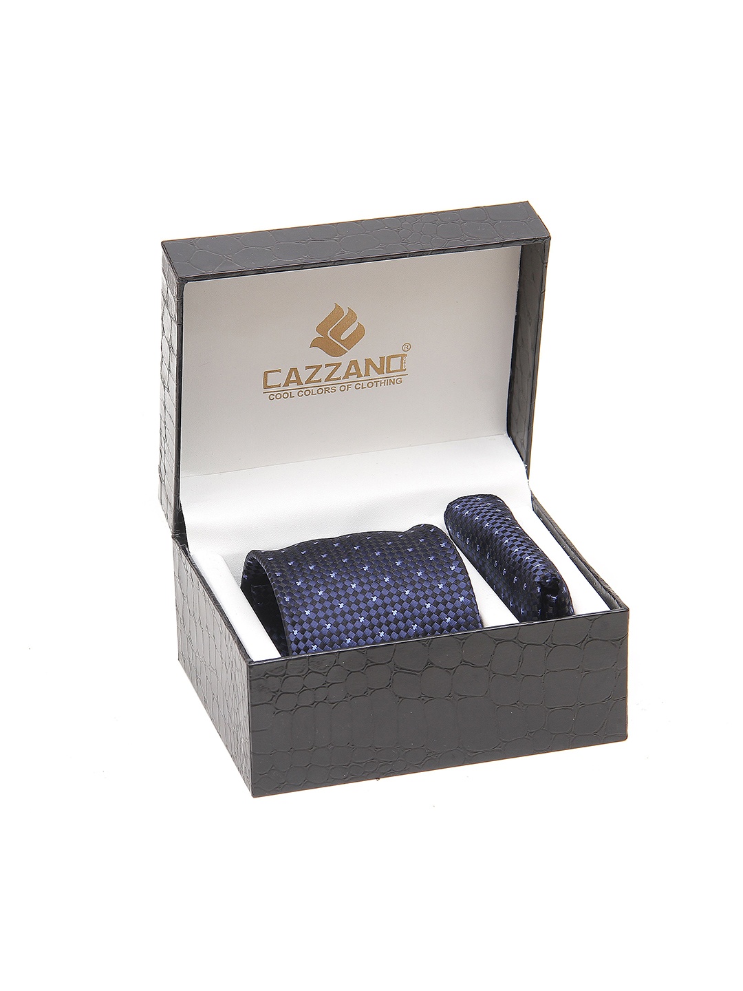 

Cazzano Men Neck Tie With Square Pocket Accessory Gift Set, Blue