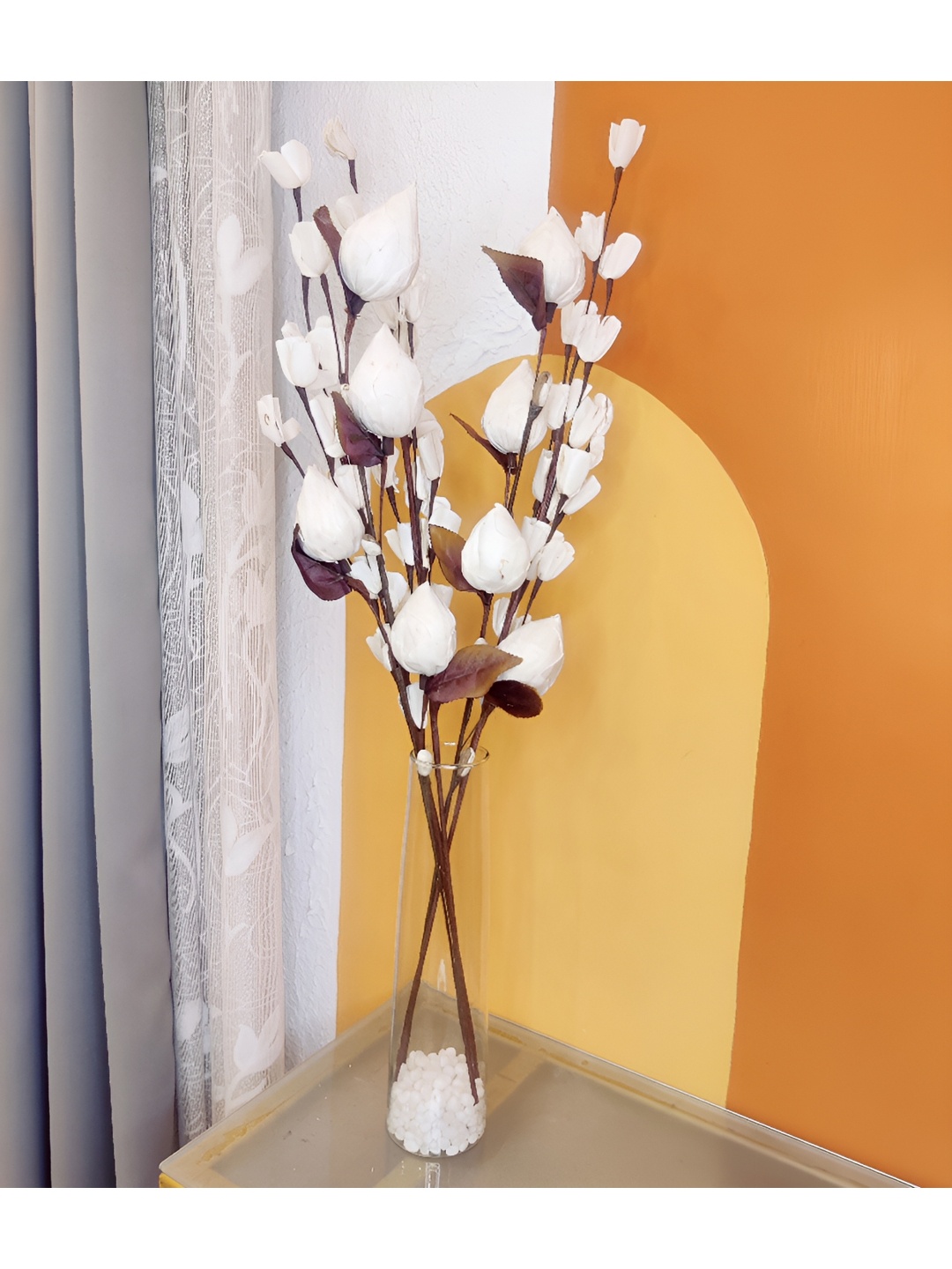 

Myntra Elegant Homes White 1 Bunch Lotus Cordyline Artificial Flower