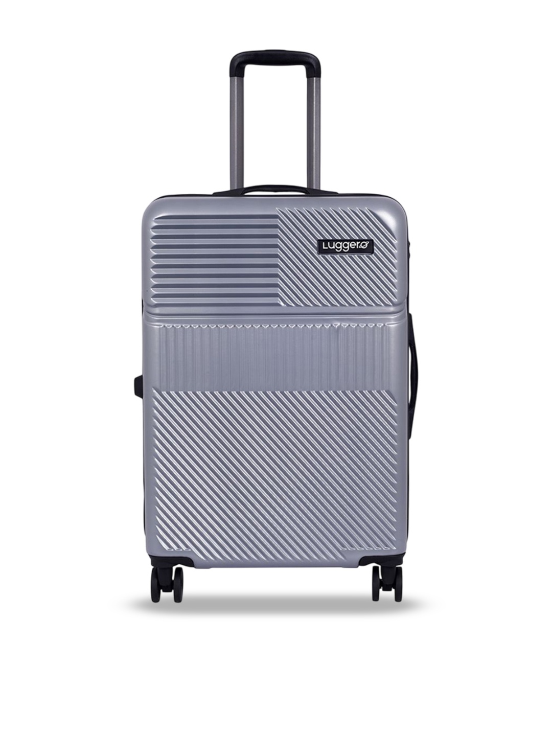 

Luggero Unisex Textured Hard-Sided Medium Trolley Bag, Silver