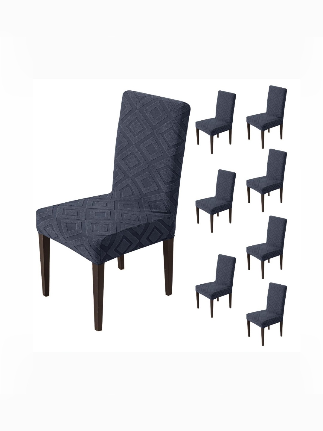 

HOUSE OF QUIRK 8-Pcs Charcoal Patterned 220 GSM Chair Covers