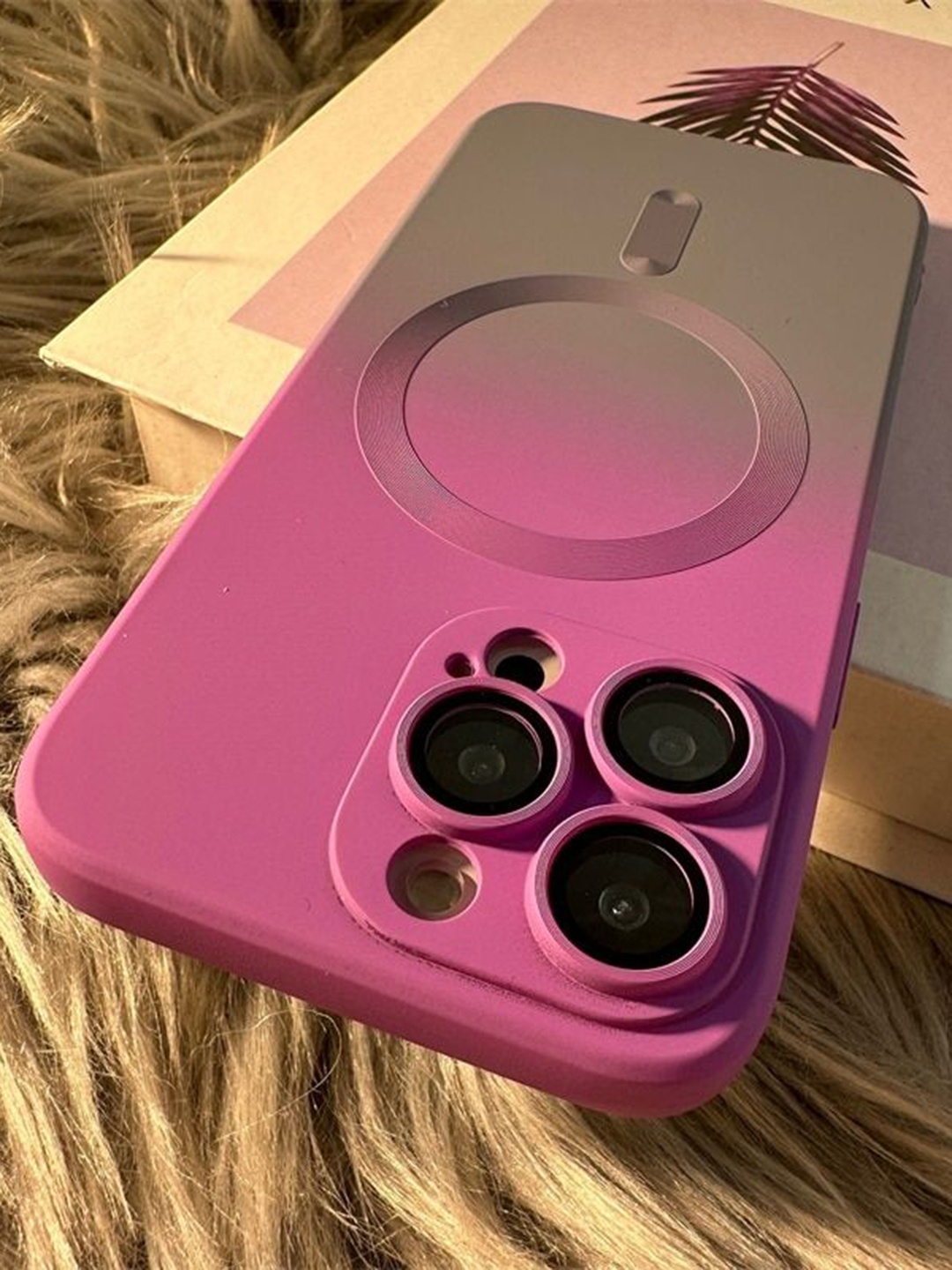 

Luxury Kase Solid Printed iPhone 15 Pro Back Case Mobile Accessories, Purple