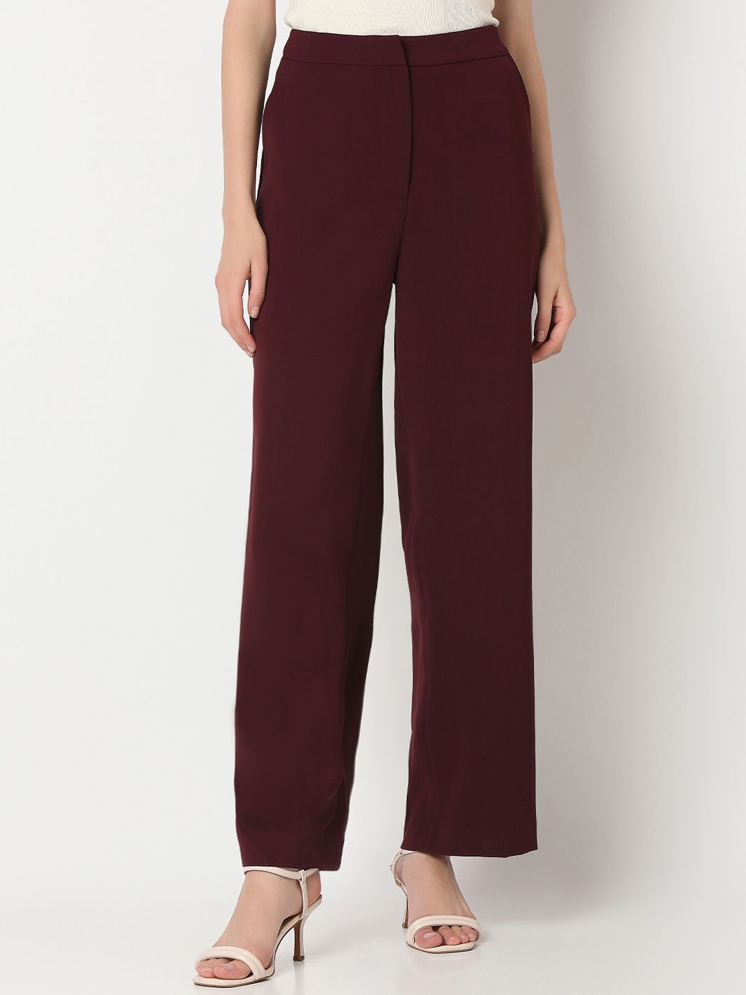 

Vero Moda Women Straight Fit High-Rise Formal Trousers, Brown