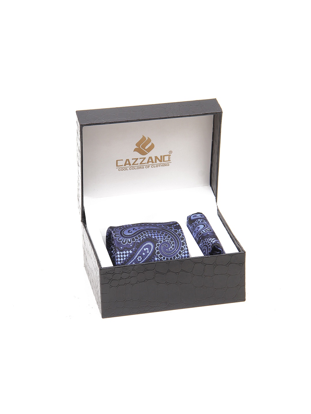 

Cazzano Men Neck Tie With Pocket Square Accessory Gift Set, Blue