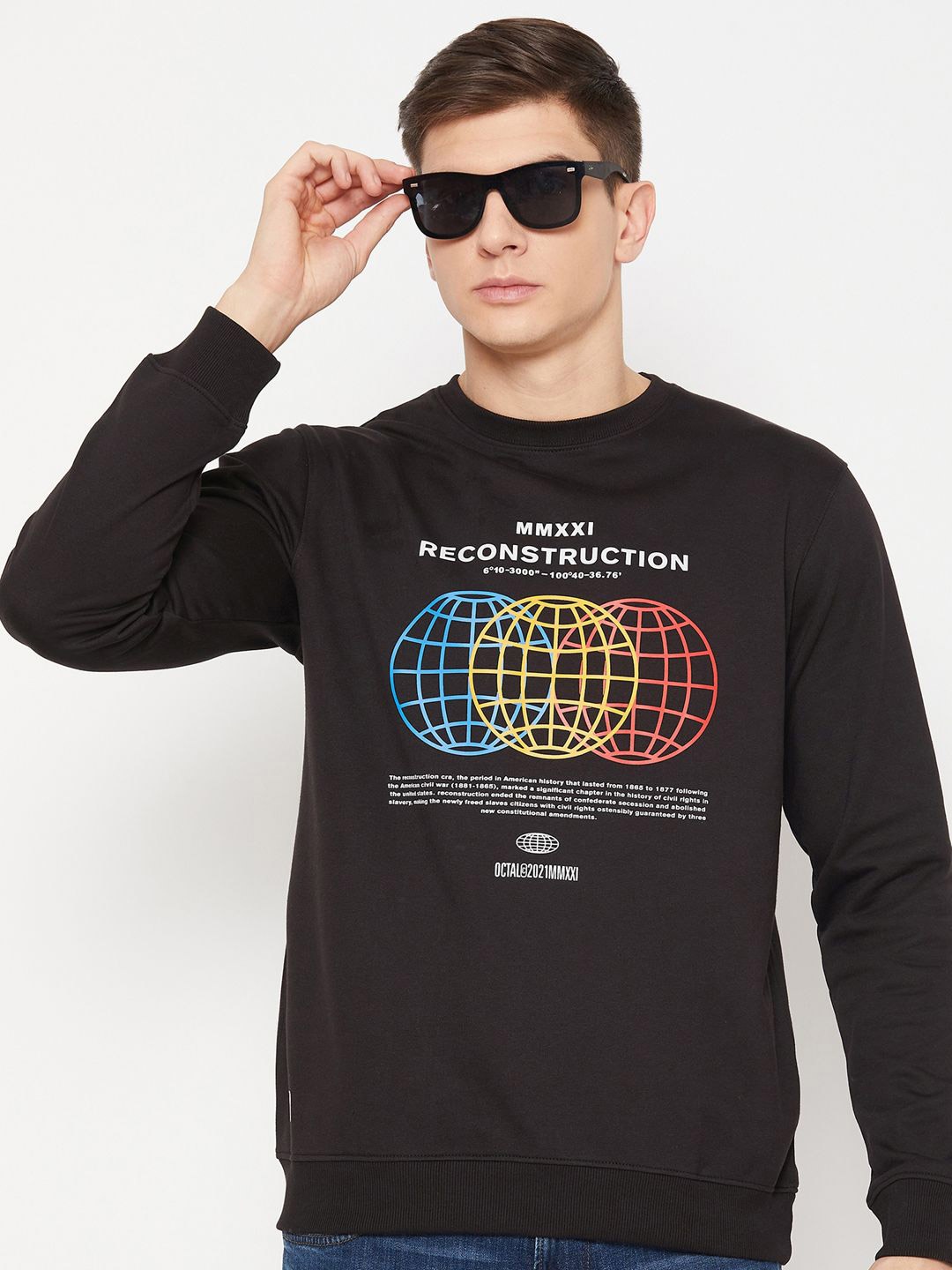 

UNIBERRY Men Printed Long Sleeves Sweatshirt, Black