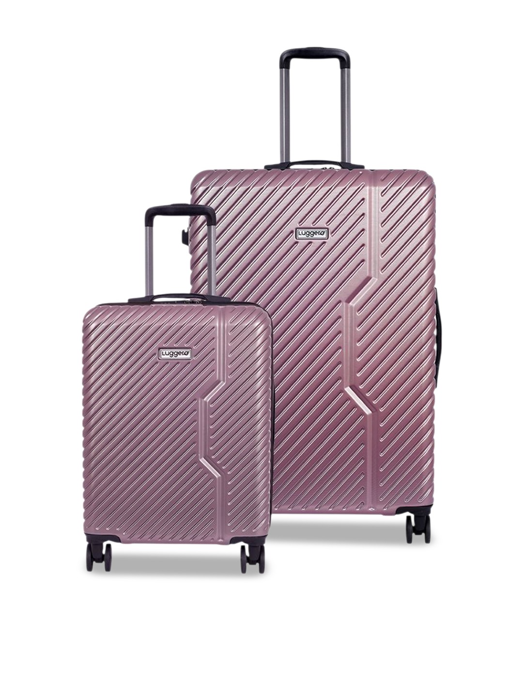 

Luggero Set Of 2 Textured Hard-Sided Trolley Bag, Rose