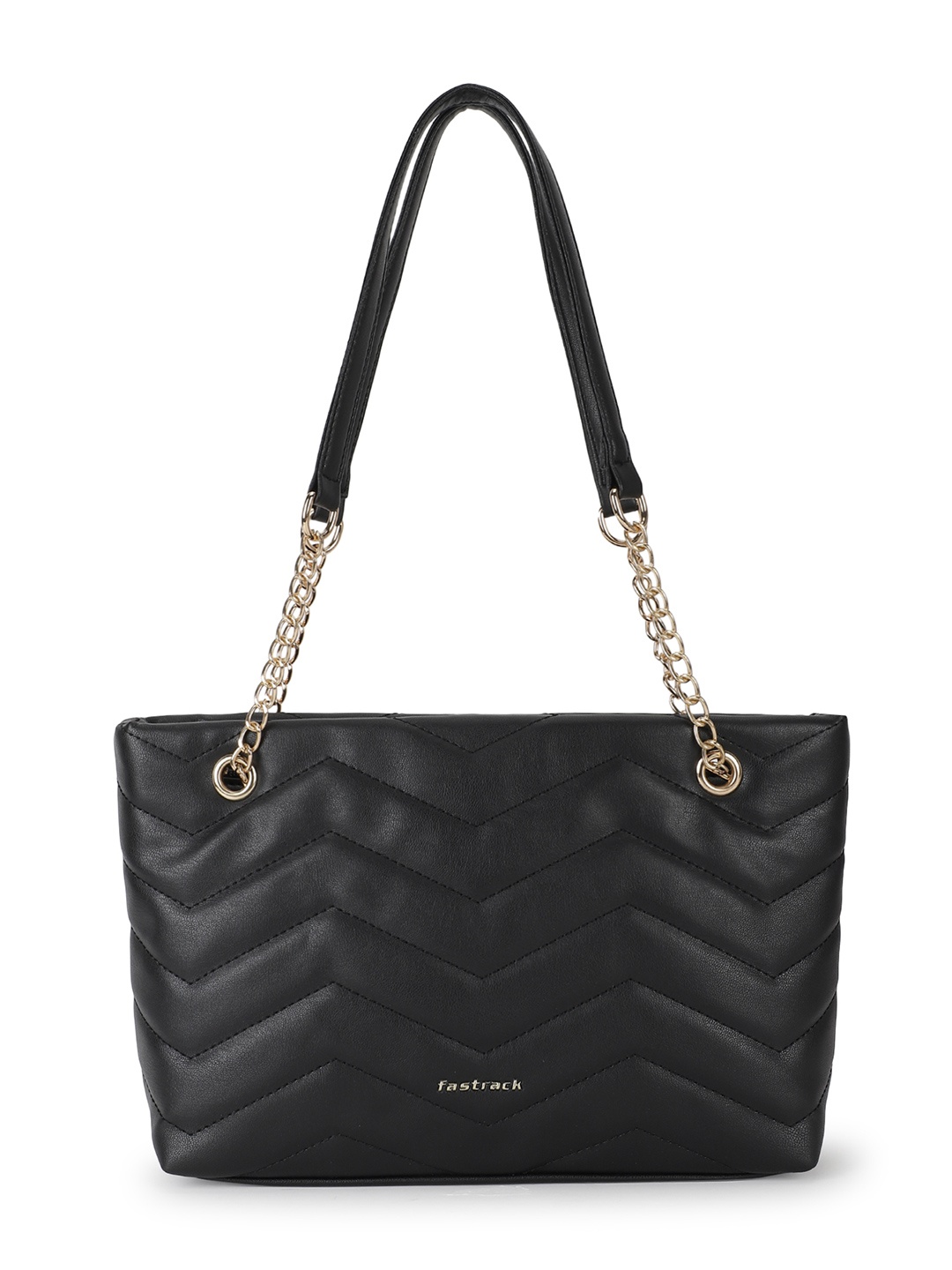 

Fastrack Textured PU Structured Shoulder Bag with Quilted, Black
