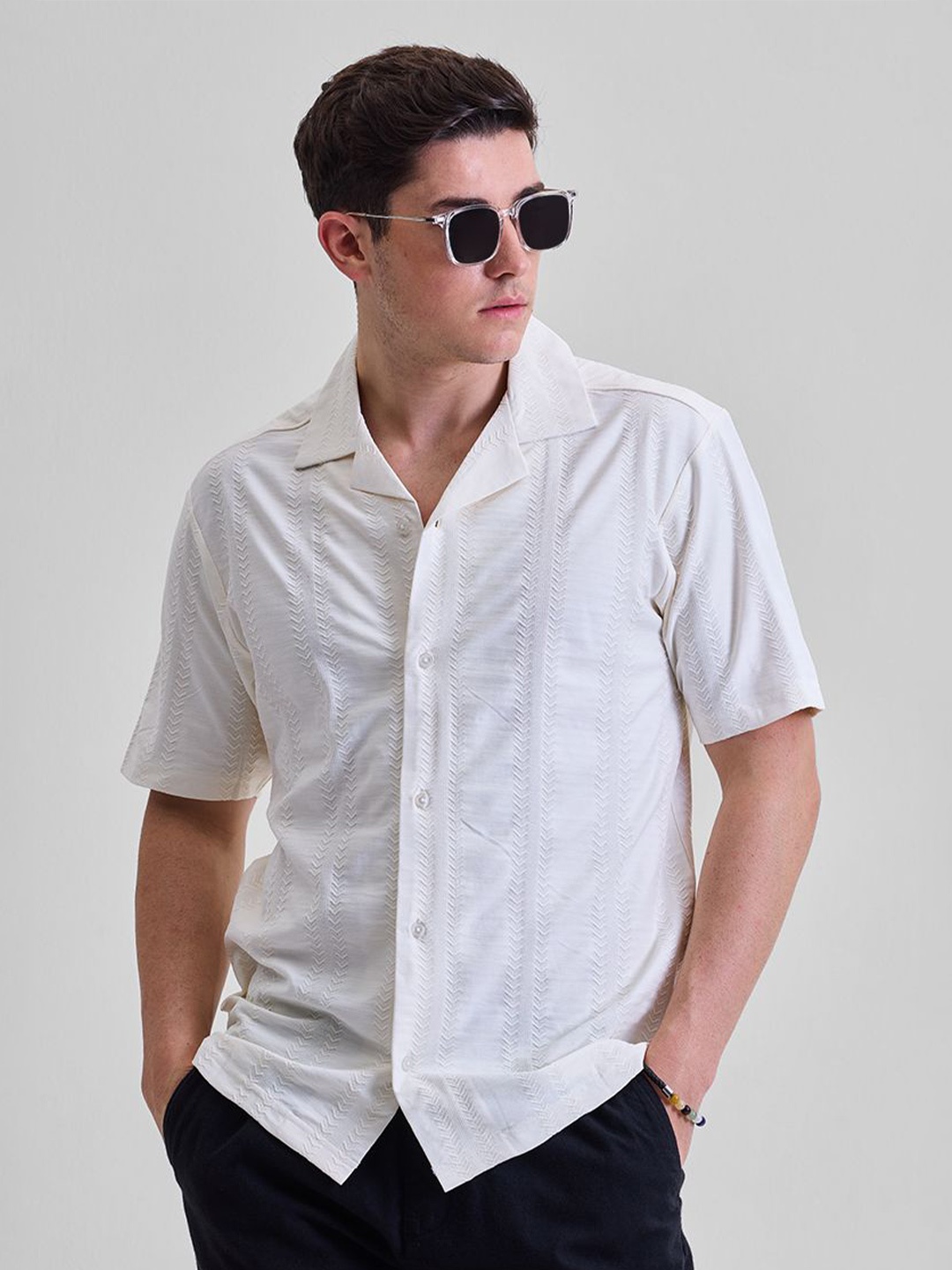 

Snitch Men Smart Slim Fit Opaque Casual Shirt, White