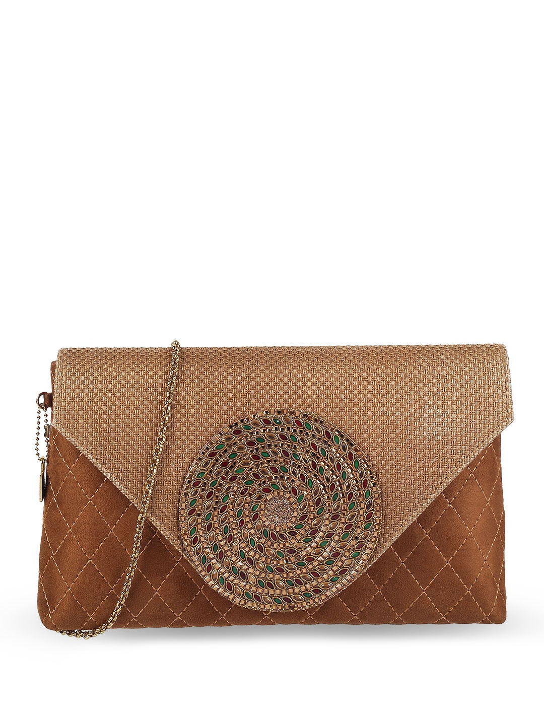 

Cheemo Embellished Envelope Clutch, Gold