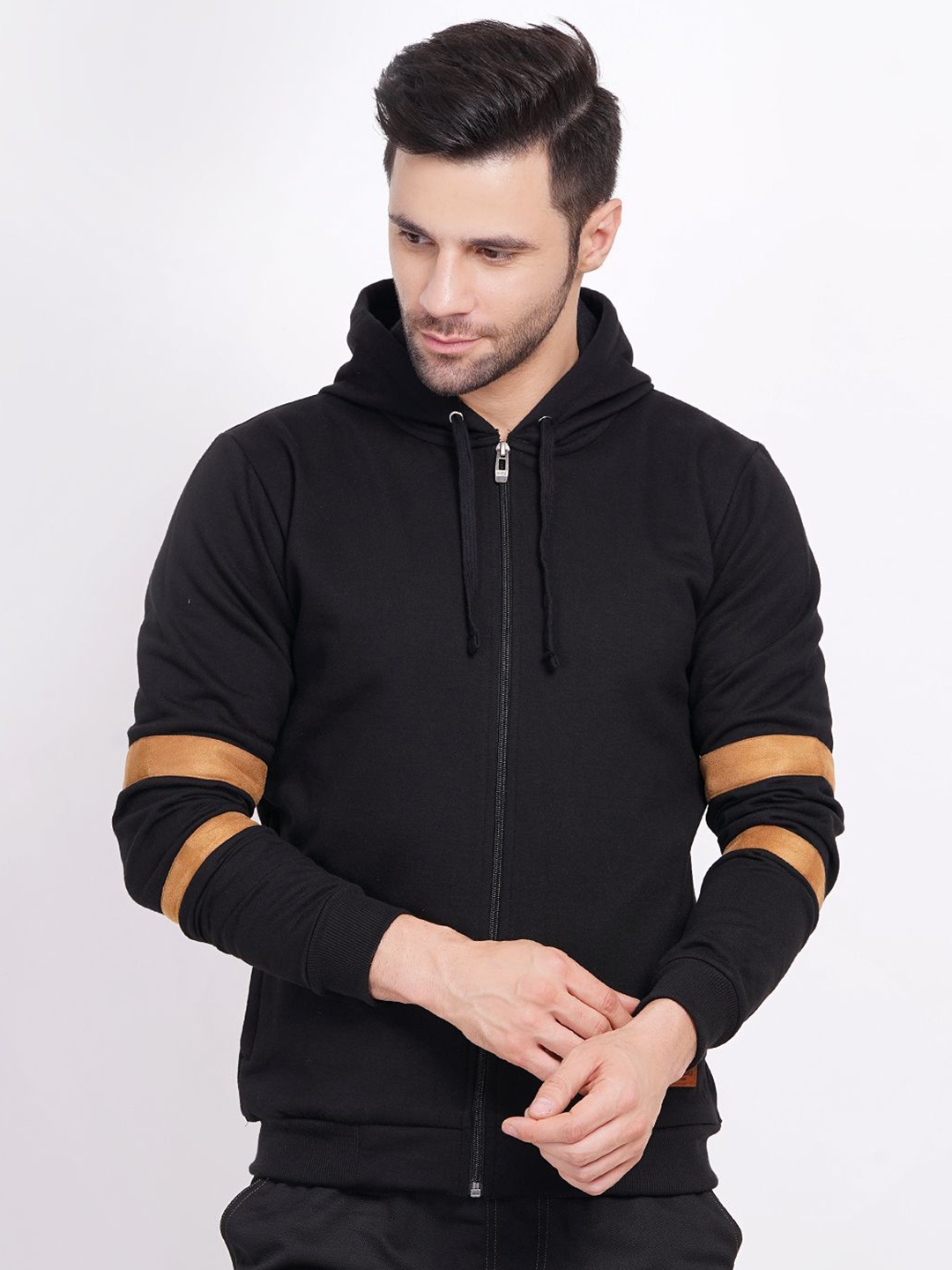 

Raxedo Men Hooded Front-Open Sweatshirt, Black