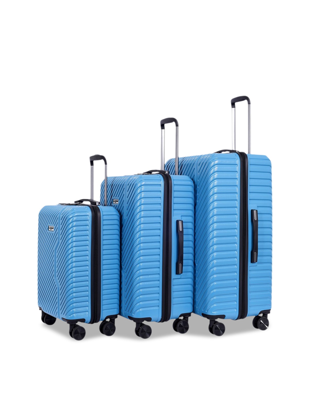 

Luggero Set Of 3 Hard Sided Trolley Suitcases, Blue