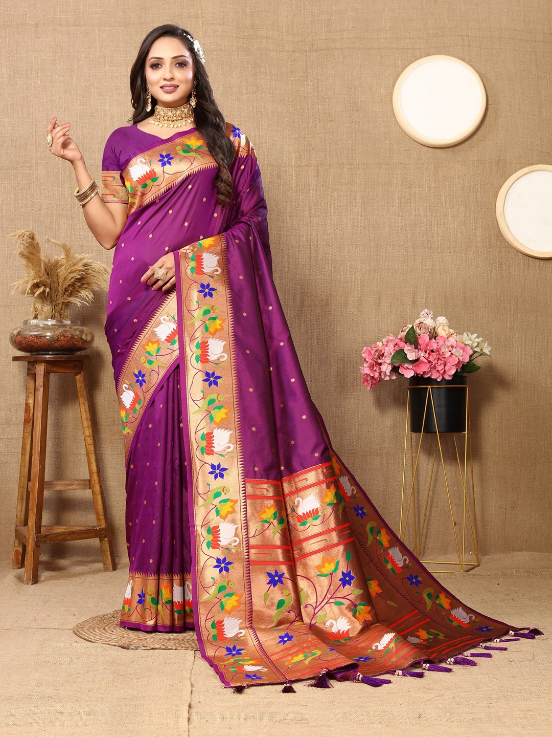 

Anaita Woven Design Zari Paithani Saree, Purple