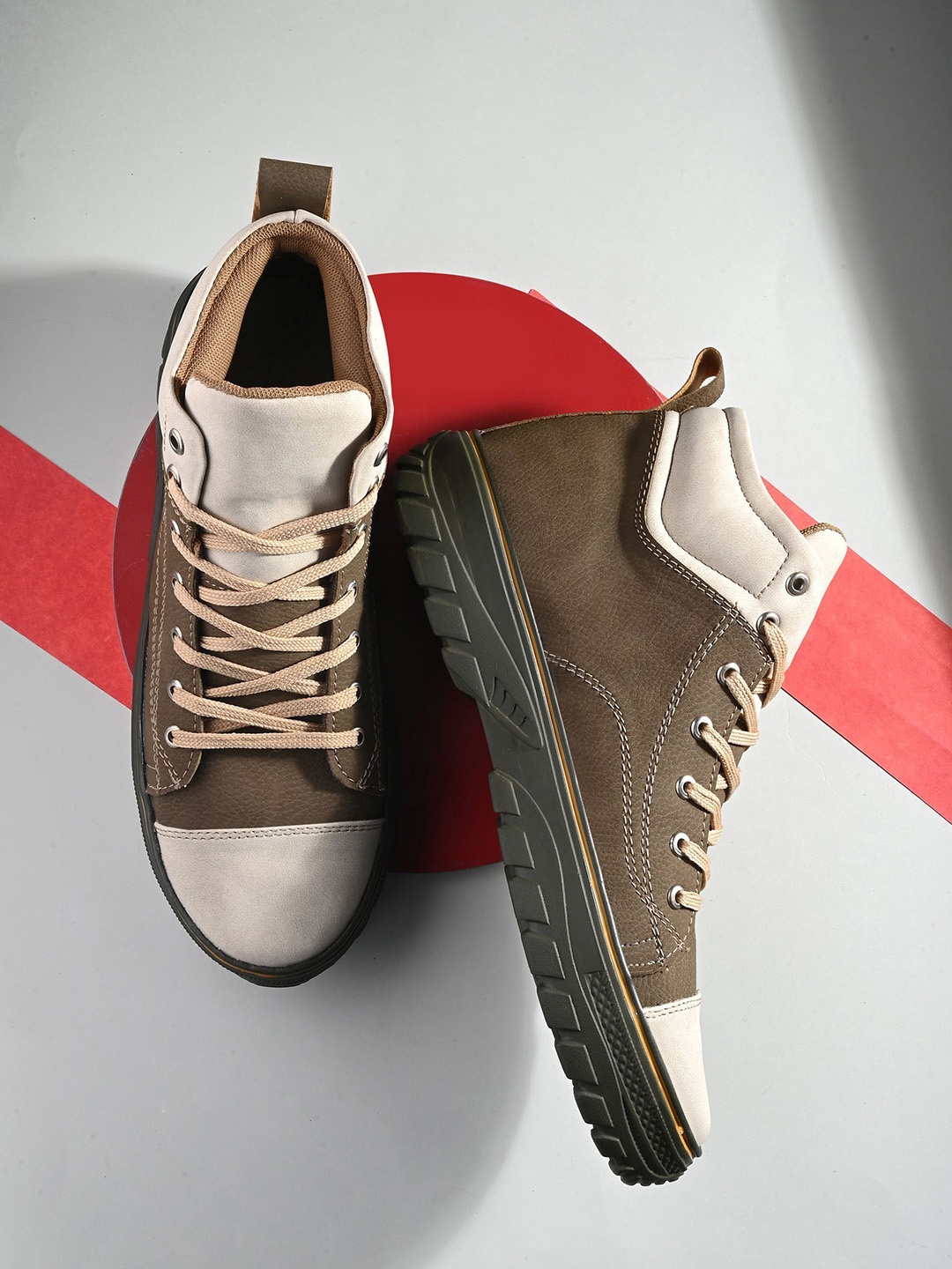 

BUCIK Men Round Toe Comfort Insole Sneakers, Olive