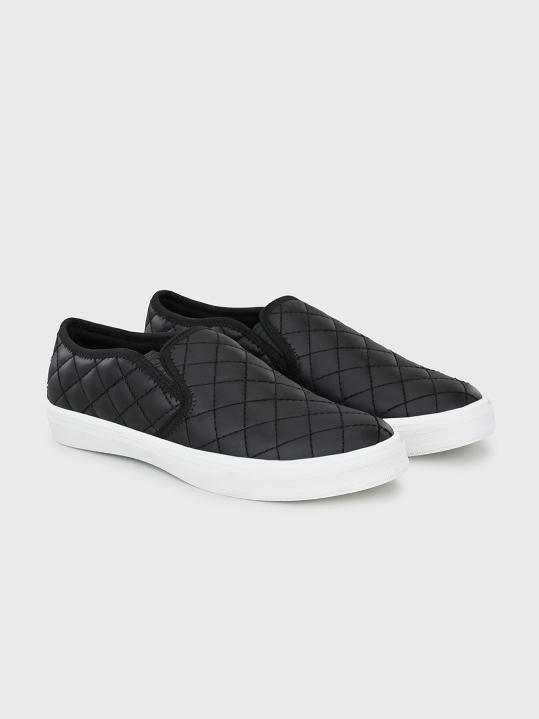 

LeatherKraft Men Lightweight Woven Design Slip-On Sneakers, Black