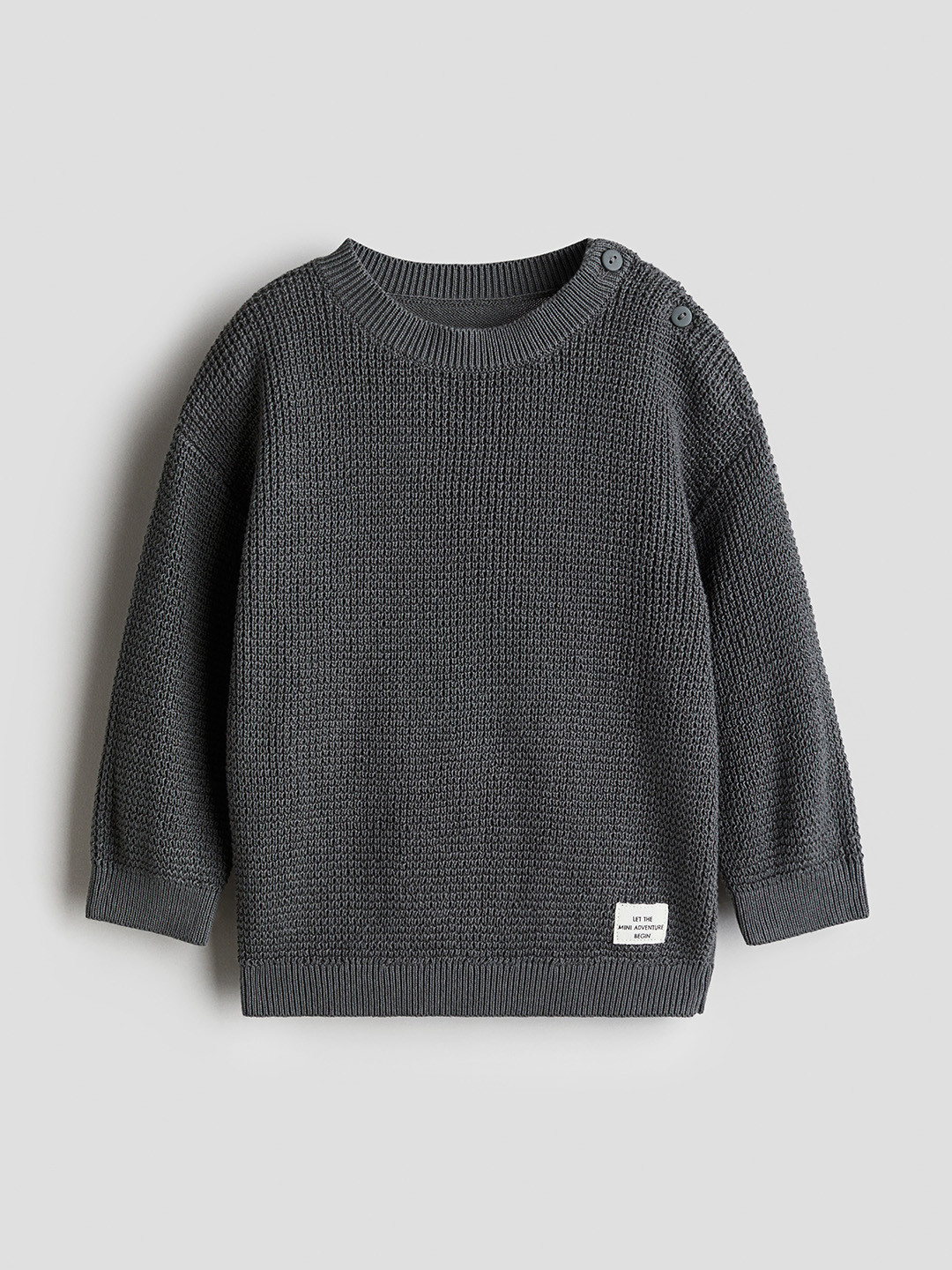 

H&M Boys Cotton-Knit Pullover Sweater, Grey