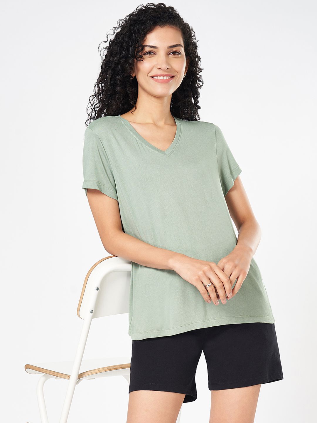 

Dreamz by Pantaloons Women V-Neck Lounge T-Shirt, Green