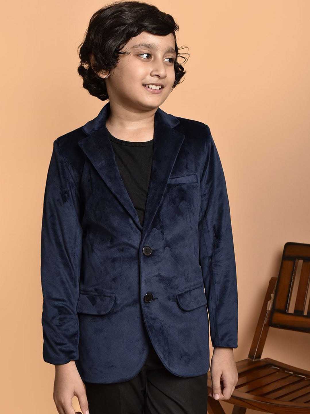

PRINTCULTR Kids Boys Slim-Fit Single Breasted Blazer, Navy blue