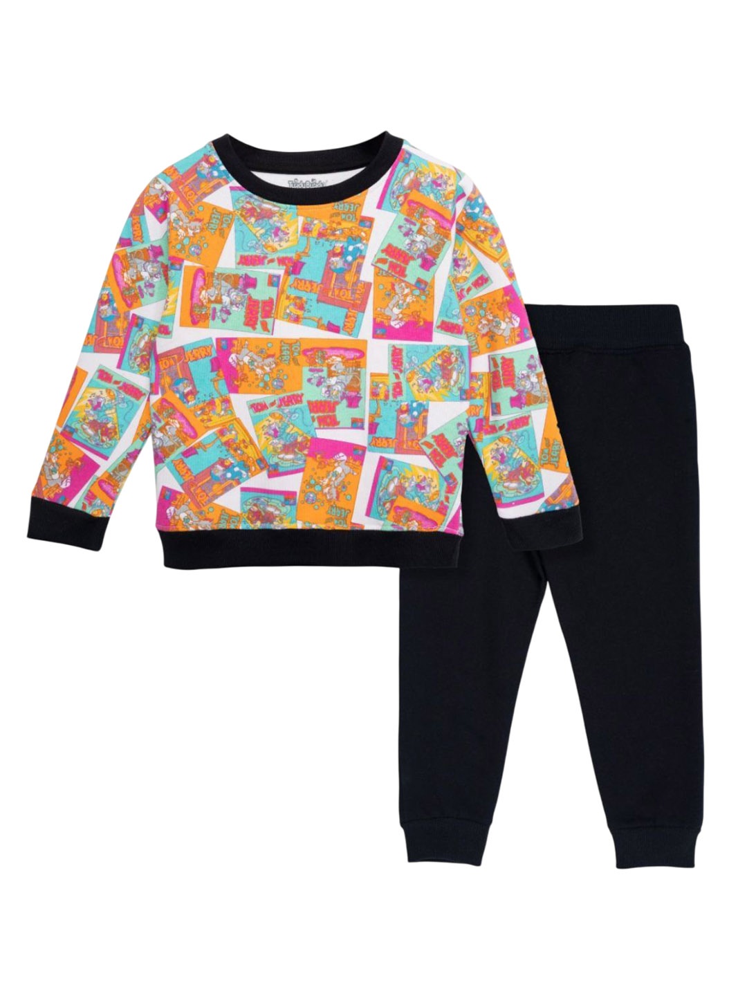 

TuddyBuddy Infant Kids Printed T-shirt & Flared Joggers Clothing Set, Orange