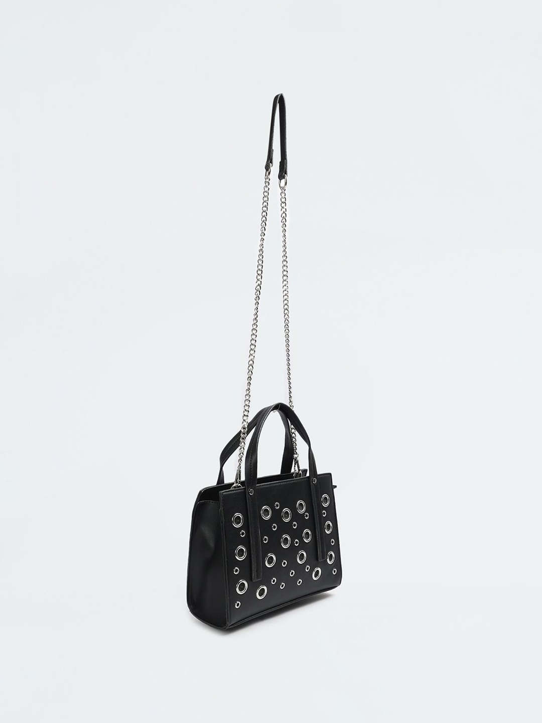 

max Embellished PU Shopper Satchel, Black