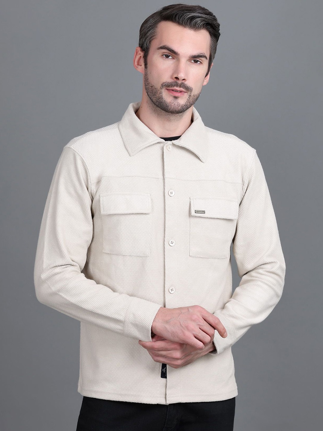 

Antiloop Men Open Front Jacket, Beige