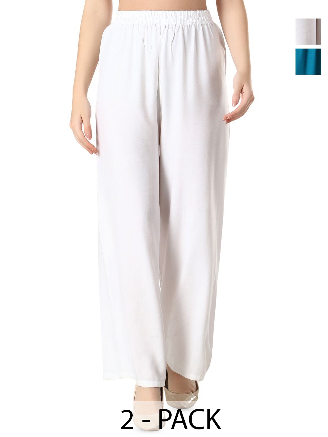 

Aartej Women Pack Of 2 Knitted Ethnic Palazzos, White