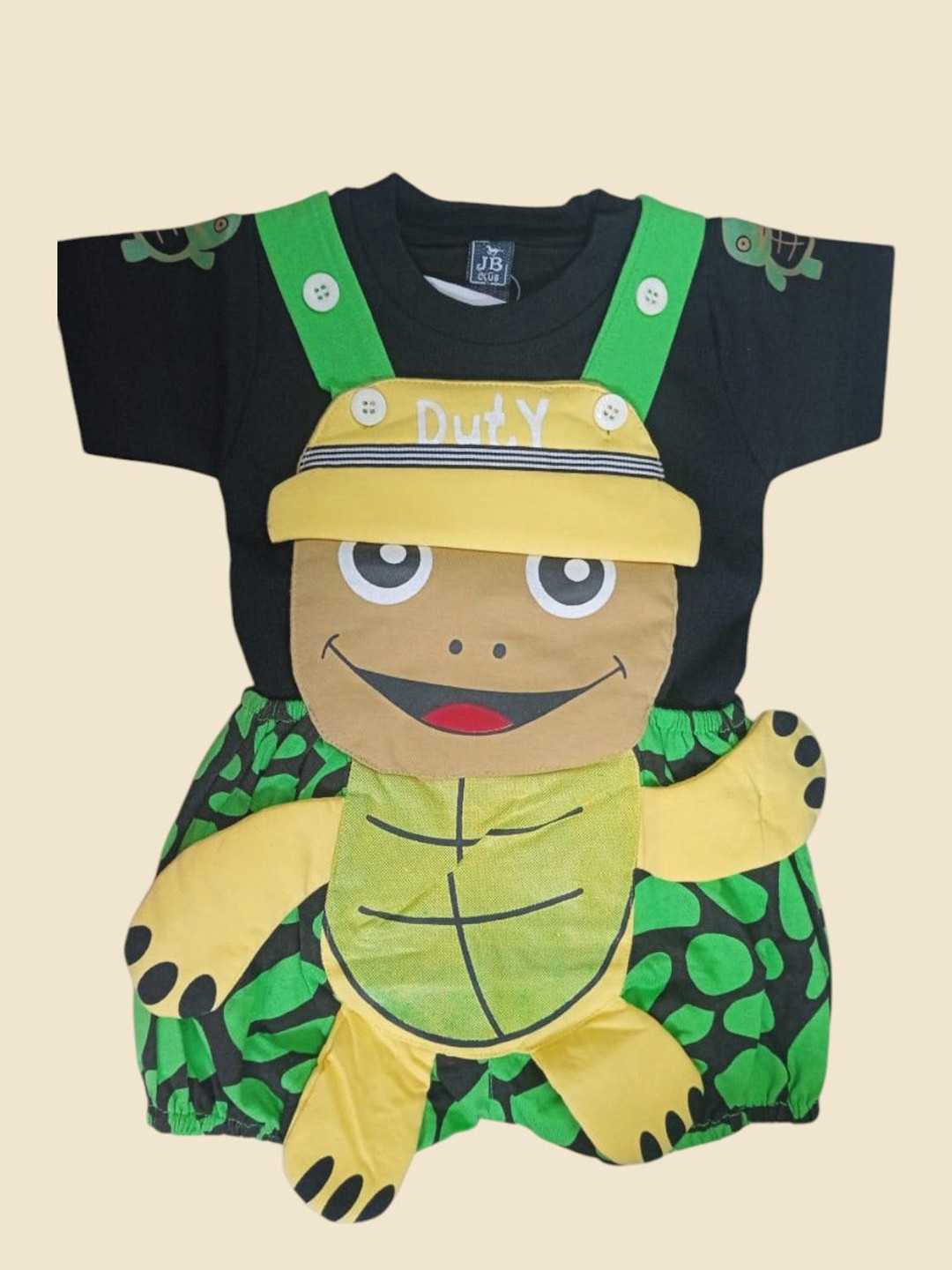 

Yellow Bee Infant Boys Printed Dungaree With T-Shirt, Green