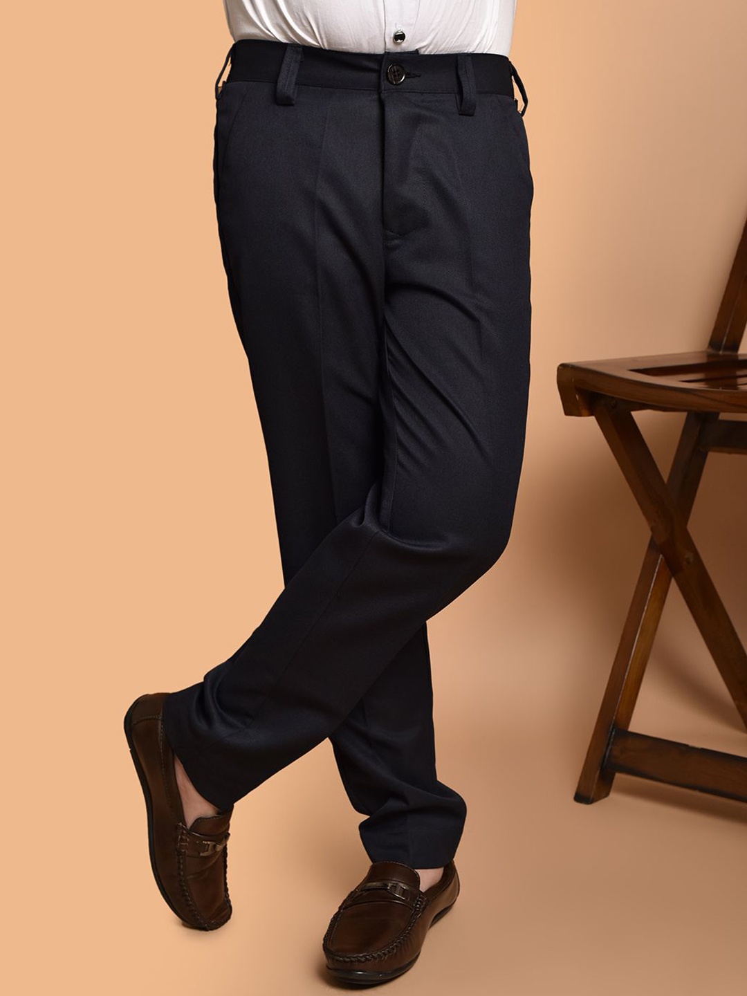 

PRINTCULTR Boys Comfort Regular Fit Mid-Rise Formal Trousers, Black
