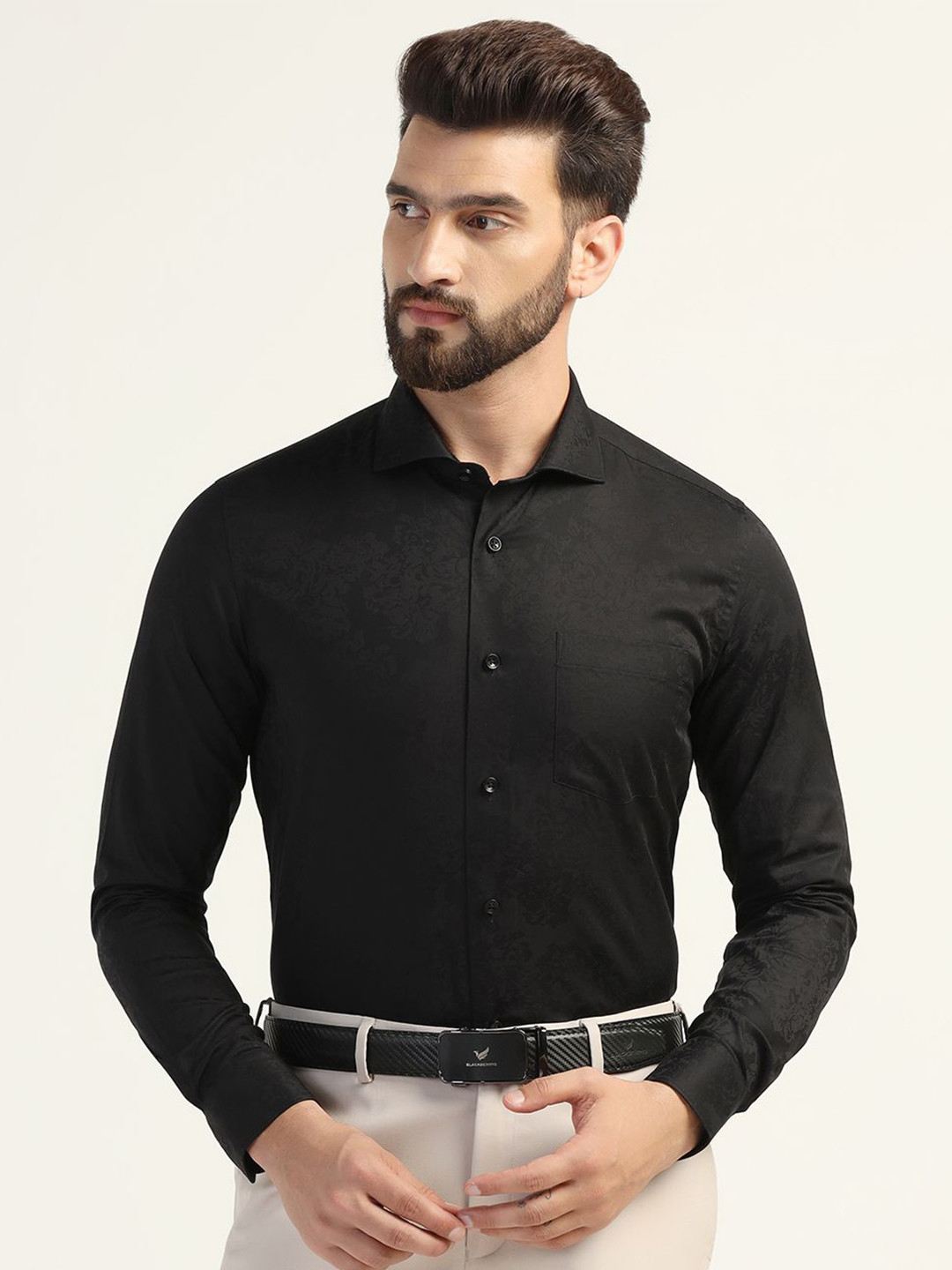 

Blackberrys Men Slim Fit Opaque Casual Shirt, Black