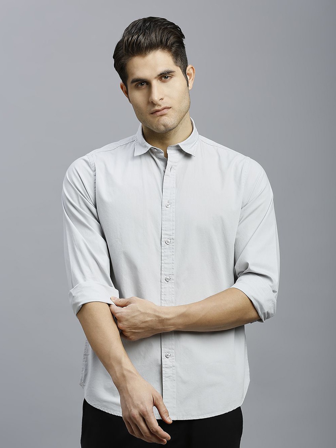 

Reid & Taylor Men Slim Fit Opaque Casual Shirt, Grey
