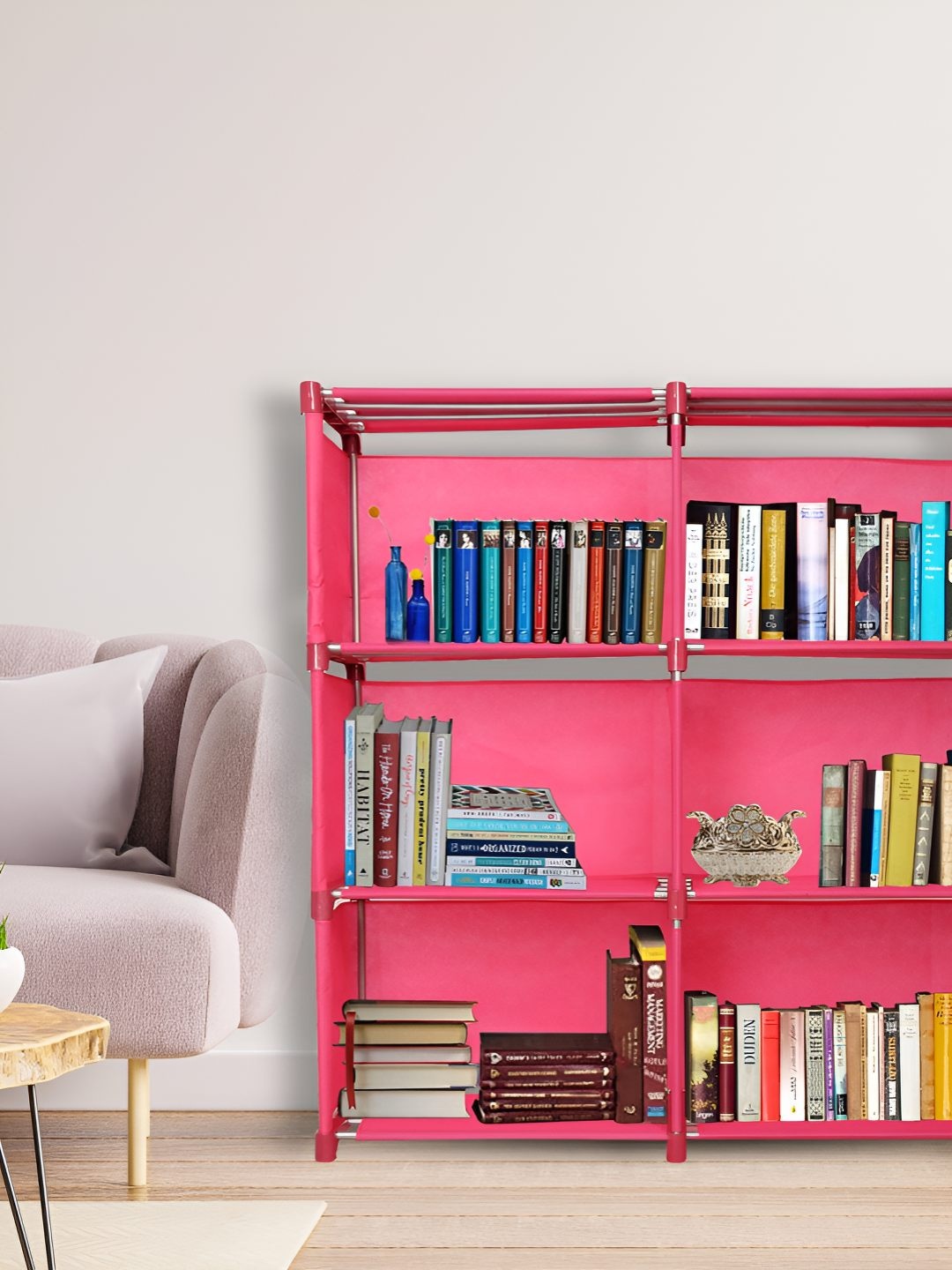 

Decent Hut Pink Metal Open Bookshelf With 8 Shelves