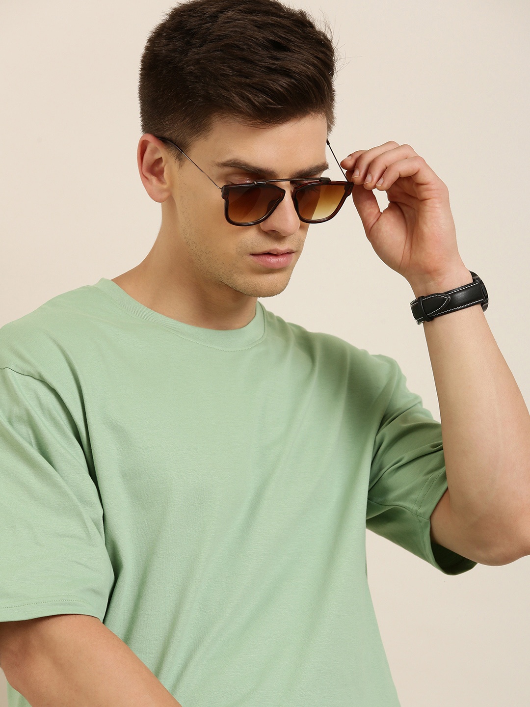 

Difference of Opinion Men Sage Green Cotton Drop-Shoulder Oversized Fit T-shirt