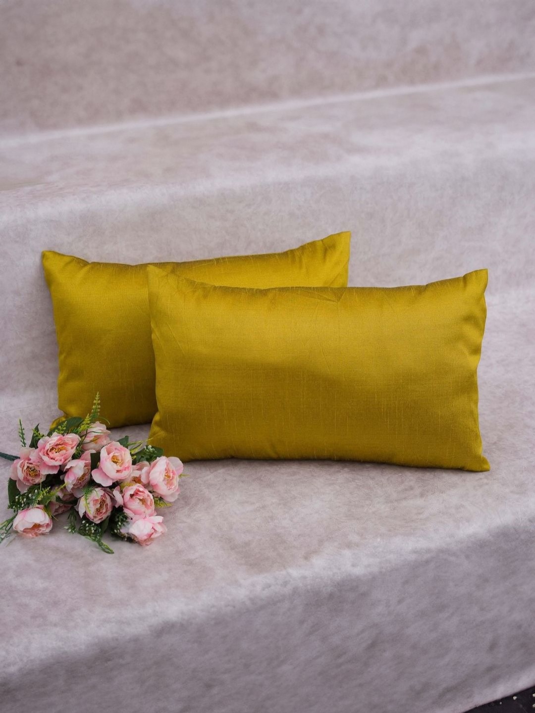 

RoyalDeco Mustard Set of 2 Rectangle Cushion Covers